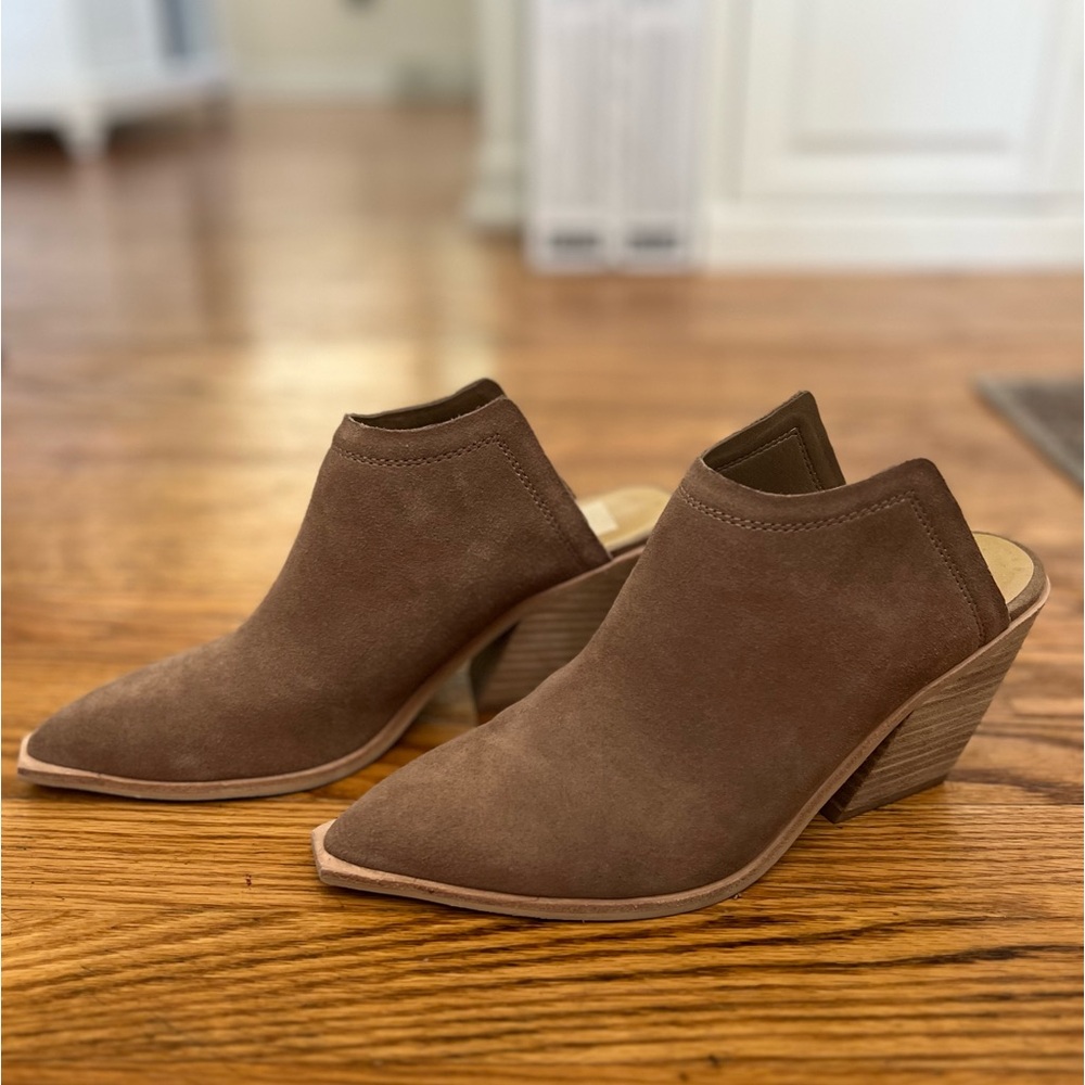 Dolce Vita, taupe leather mules, western style, size 8